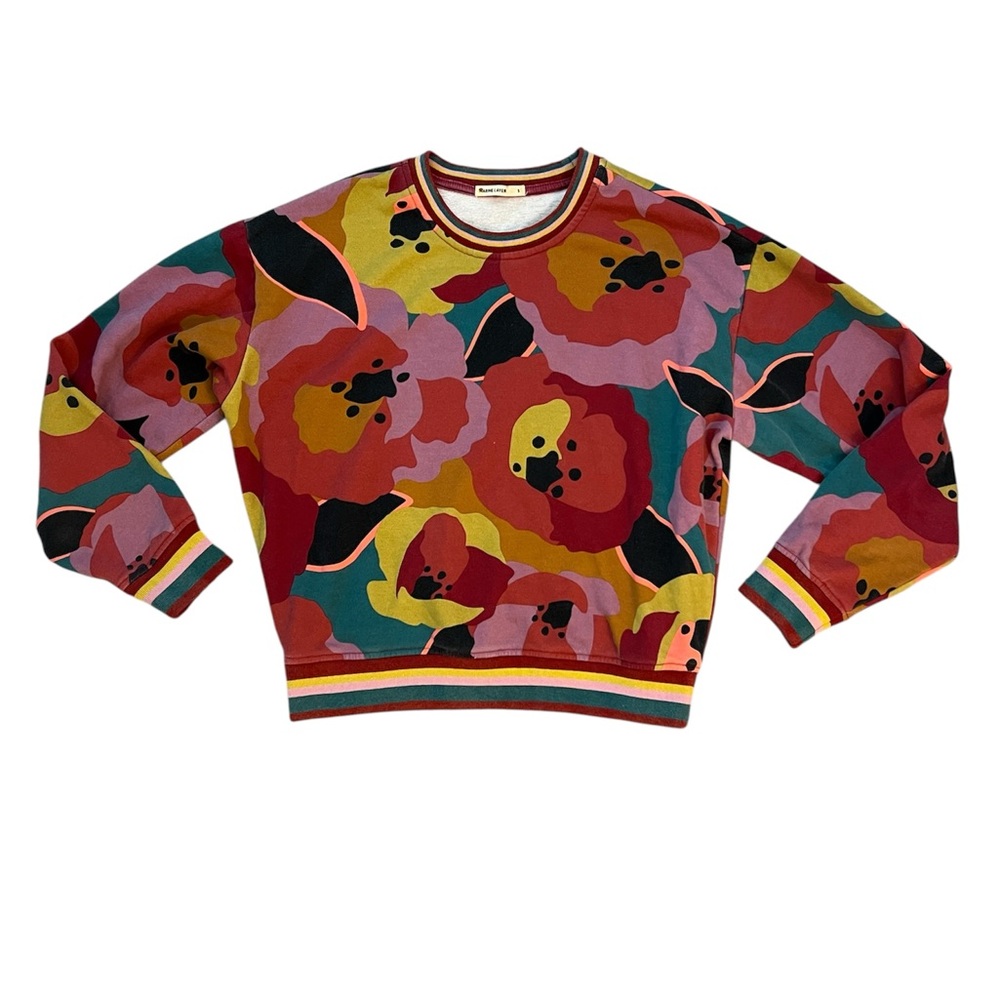 Marine Layer Amelia Crewneck Sweatshirt & Sweatpants Exploded Floral Set S/M 🌈 - Picture 3 of 7